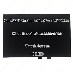 15.6"" Replacement for ASUS Zenbook Pro Duo 15 OLED UX582 UX582ZW UX582ZM UX5100ZM UHD 4K 3840x2160 IPS LCD Display Panel Touch Screen Assembly