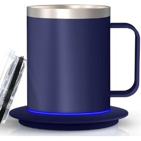 Self Heating Coffee Mug for Desk,Heated Cup with 10Hrs Auto Shut Off, USB Powered Mug Warmer Set (12oz-Royal Blue)
