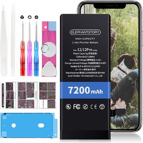 for iPhone 12/12 Pro Battery Replacement Kit, 7200mAh High Capacity New 0 Cycle Internal Battery for iPhone 12Pro with Complete Repair Tool