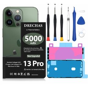 [5000mAh]Battery for iPhone 13 Pro, 2025 New Upgraded High Capacity Li-Polymer Replacement Battery for iPhone 13Pro Models A2636 A2638 A2639 A2640 A2483 with Complete Professional Repair Tool Kit