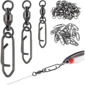 Conskyee 25 Pack Snap Fishing Swivels, High Strength Bearing Ball Snap Swivel Fishing Clips, Saltwater Stainless Steel Snap Connector Tackle for Lure Quick Change