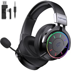 2.4GHz Wireless Gaming Headset for PC, PS5, PS4 - RGB Light, 60 HR Battery, 7.1 Surround Sound, Bluetooth 5.4 Gaming Headphones with Mic (Black)
