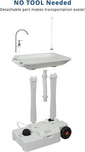 VINGLI 30L Upgraded Portable Sink| Rolling Hand Wash Basin Stand with Towel Holder & Soap Dispenser & Wheels, Perfect for Garden/Camping/Outdoor Events/Gatherings/Worksite/RV/Indoor, White in Saudi Arabia