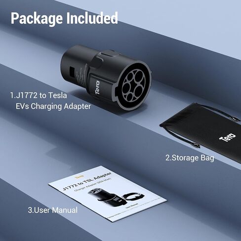 محول Tera J1772 إلى Tesla: (فقط لسيارات Tesla) ضمان 5 سنوات معتمد من لجنة الاتصالات الفيدرالية (FCC) تقرير اختبار UL 80A 240V AC J1772 محول شحن لطراز Tesla S 3 X Y ملحق محطة شحن السيارة الكهربائية in Saudi Arabia