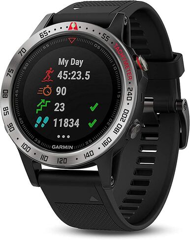 حلقة إطار من الفولاذ المقاوم للصدأ BaiHui متوافقة مع Garmin Fenix ​​5/5 Plus غطاء لاصق بحلقة إطار مضاد للخدش والاصطدام لملحقات ساعة Garmin (أسود - غير مناسب Fenix ​​5X / 5S) in Kuwait