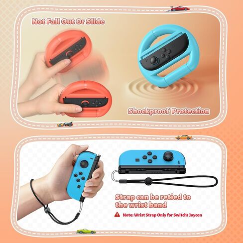 FASTSNAIL [Switch 1/2 Compatible] Steering Wheels for Nintendo Switch 2/1/OLED for Joy-Con 2, Racing Wheels for Mario Kart World/8 Deluxe Gaming, Universal Joypad Wheels 2 Pack (Black,Black) in Saudi Arabia