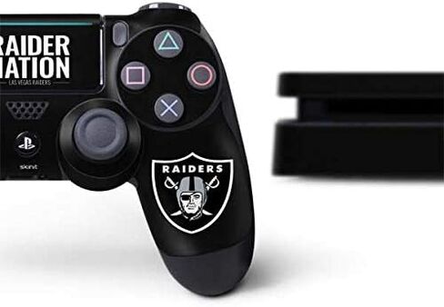 Skinit Decal Gaming Skin Compatible with PS4 Slim Bundle - Officially Licensed NFL Las Vegas Raiders Design in Saudi Arabia