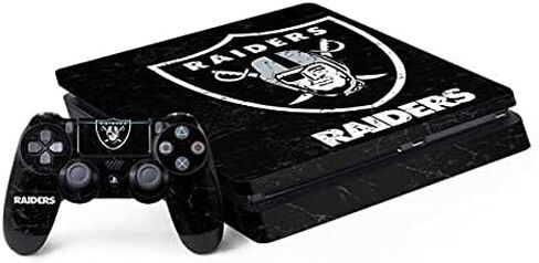 Skinit Decal Gaming Skin Compatible with PS4 Slim Bundle - Officially Licensed NFL Las Vegas Raiders Design in Saudi Arabia