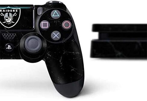 Skinit Decal Gaming Skin Compatible with PS4 Slim Bundle - Officially Licensed NFL Las Vegas Raiders Design in Saudi Arabia