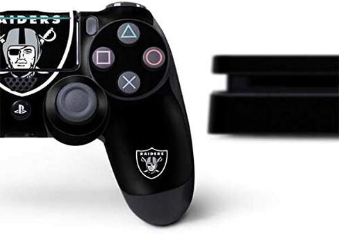 Skinit Decal Gaming Skin Compatible with PS4 Slim Bundle - Officially Licensed NFL Las Vegas Raiders Design in Saudi Arabia