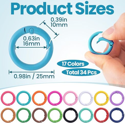Spring O Rings, Colorful Round Spring Snap Keyring, Metal Carabiner Clips for Keychain Handbag Purse Dog in Saudi Arabia