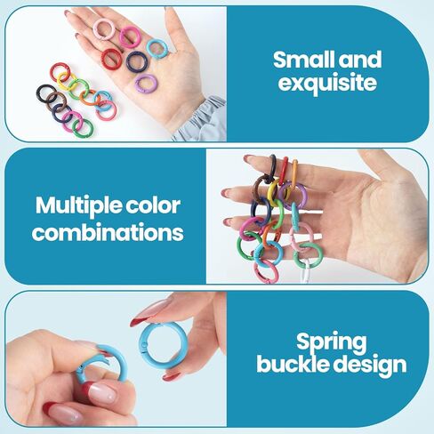 Spring O Rings, Colorful Round Spring Snap Keyring, Metal Carabiner Clips for Keychain Handbag Purse Dog in Saudi Arabia