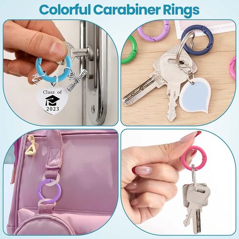 Spring O Rings, Colorful Round Spring Snap Keyring, Metal Carabiner Clips for Keychain Handbag Purse Dog in Saudi Arabia