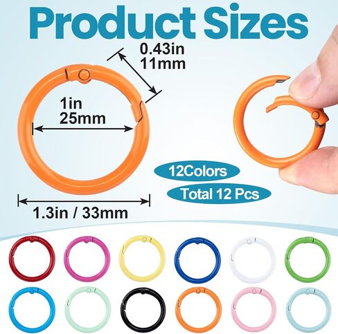 Spring O Rings, Colorful Round Spring Snap Keyring, Metal Carabiner Clips for Keychain Handbag Purse Dog in Saudi Arabia