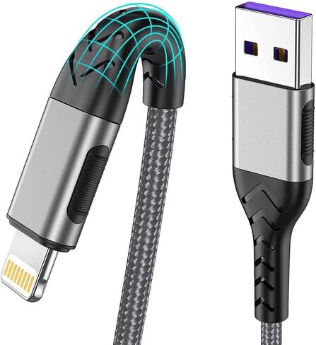 Durcord متوافق مع شاحن iPhone [معتمد من MFi]، 3 عبوات من كابل شحن Lightning إلى USB بطول 6 أقدام، متوافق مع سلك كابل شحن iPhone متوافق مع iPhone 13/12/11 Pro Max Xs X XR 8 7 iPad iPod in Kuwait