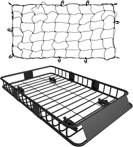 FORWODE 250LB Capacity Heavy Duty 64" x 39" x 6" Roof Rack Cargo Carrier Basket – Includes Cargo Net, for SUV/Truck/Van, Perfect for Travel & Camping in Saudi Arabia
