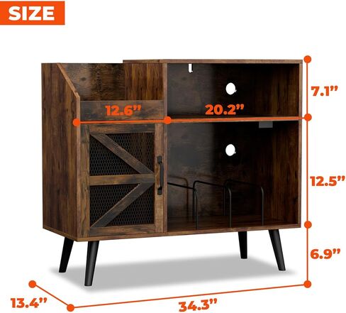 Large Black Record Player Stand with Magnetic Door,350 Vinyl Record Storage Cabinet, Record Player Table with Power Outlet & LED Light,Turntable Stand with Wood Legs for Living Room,Office in Saudi Arabia
