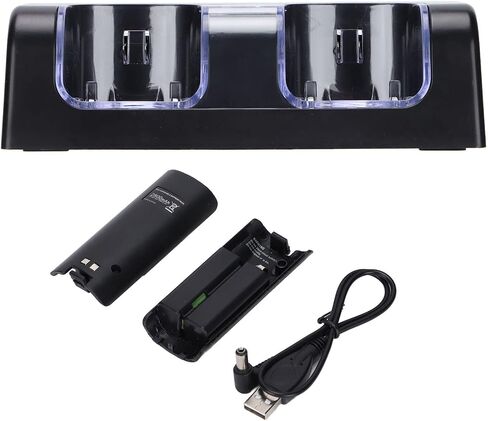 Acouto Dual Charge Station Dock لـ Remote Noisel Tery القابلة لإعادة الشحن مع سلك الطاقة لمحطة الشحن المستقرة والمحمولة المستقرة لـ G (Black) in Saudi Arabia