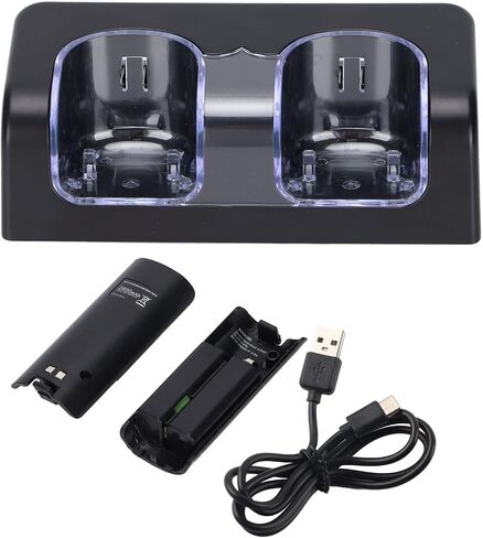 Acouto Dual Charge Station Dock لـ Remote Noisel Tery القابلة لإعادة الشحن مع سلك الطاقة لمحطة الشحن المستقرة والمحمولة المستقرة لـ G (Black) in Saudi Arabia