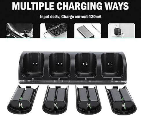 Fockety Remote Charger Station for Wii, 4 Port Wii Charging Station with 4 Rechargeable Battery for Wii, 4 Port Charging Station with USB Cable for Remote Controller Charger Station in Saudi Arabia