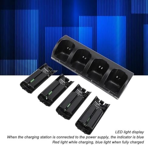 Fockety Remote Charger Station for Wii, 4 Port Wii Charging Station with 4 Rechargeable Battery for Wii, 4 Port Charging Station with USB Cable for Remote Controller Charger Station in Saudi Arabia