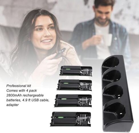 Fockety Remote Charger Station for Wii, 4 Port Wii Charging Station with 4 Rechargeable Battery for Wii, 4 Port Charging Station with USB Cable for Remote Controller Charger Station in Saudi Arabia