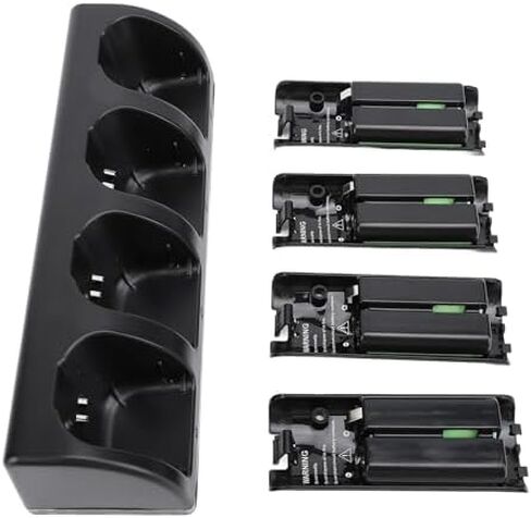 Fockety Remote Charger Station for Wii, 4 Port Wii Charging Station with 4 Rechargeable Battery for Wii, 4 Port Charging Station with USB Cable for Remote Controller Charger Station in Saudi Arabia