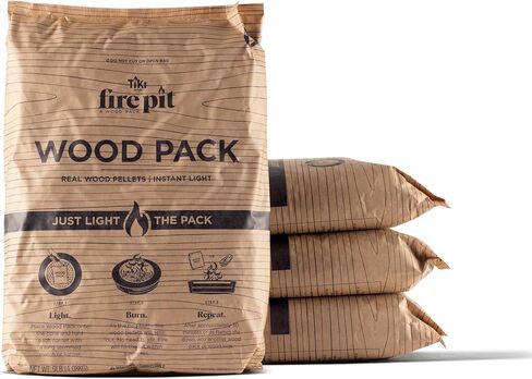 Wood Pack – 3-Pack Wood Pellets for Smokeless Fire Pits, Easy-to-Use Fire Pit Fuel for Outdoor Heating & Camping, 30+ Minute Burn Time, Made in The USA in Saudi Arabia