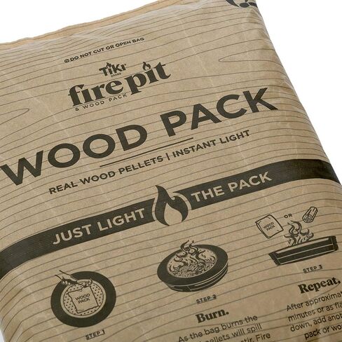 Wood Pack – 3-Pack Wood Pellets for Smokeless Fire Pits, Easy-to-Use Fire Pit Fuel for Outdoor Heating & Camping, 30+ Minute Burn Time, Made in The USA in Saudi Arabia