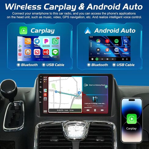 [2+64G] Car Radio for Dodge Grand Caravan 2011-2020 and for Chrysler Grand Voyager 2011-2015 - Wireless Apple Carplay and Android Auto - 9 Inch Touchscreen Stereo with WiFi/GPS + AHD Backup Camera in Saudi Arabia