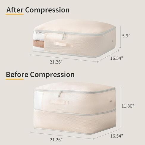 Comforter Storage Bag 66 L - 2 Pack Blanket Storage Organizer Compression Bags, Large Capacity Ultra Space Saving Self Organize for Bedding, Pillow, Duvet, Sheet Storage with Zipper Window in Saudi Arabia