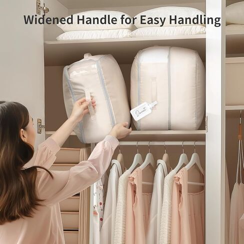 Comforter Storage Bag 66 L - 2 Pack Blanket Storage Organizer Compression Bags, Large Capacity Ultra Space Saving Self Organize for Bedding, Pillow, Duvet, Sheet Storage with Zipper Window in Saudi Arabia