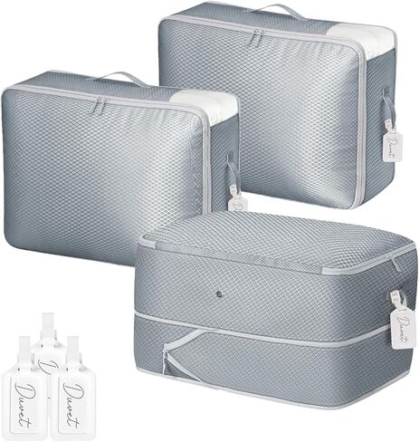 Comforter Storage Bag 66 L - 2 Pack Blanket Storage Organizer Compression Bags, Large Capacity Ultra Space Saving Self Organize for Bedding, Pillow, Duvet, Sheet Storage with Zipper Window in Saudi Arabia