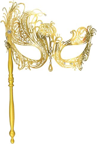 قناع تنكر مع عصا قناع تنكر معدني فينيسي للنساء قناع تنكري للهالوين، من أجل ماردي جراس/الحفلة in Kuwait