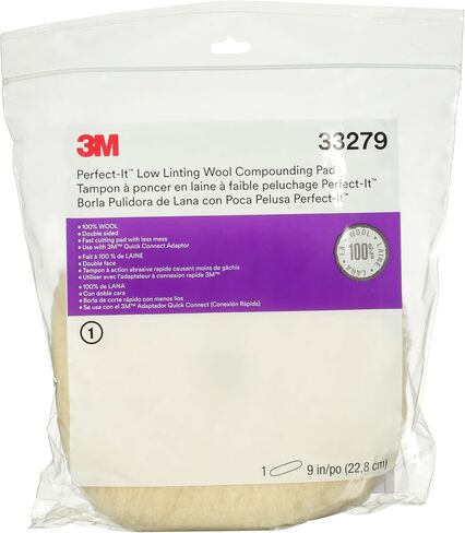 3M Perfect-It Low Linting Wool Compounding Pad, 33279, 9 in | 1 Pad; Wool Compounding Pad for Automotive in Saudi Arabia