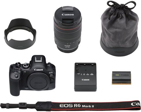 Canon EOS R6 Mark II Full Frame Mirrorless Camera Body with RF 24-105mm F4 L is USM Lens 5666C011 (Renewed) Bundle with Deco Gear Photography Bag + Microphone + Monopod + Software & Accessories Kit in Saudi Arabia
