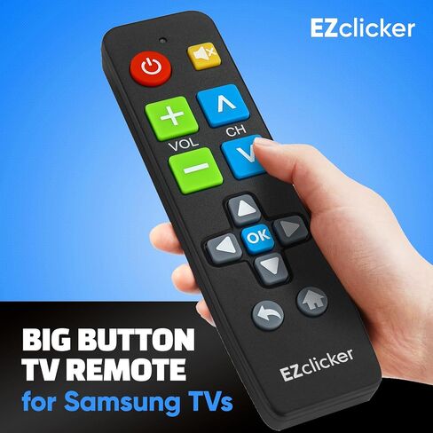 Samsung TV Remote | Big Button Universal TV Remote Control for All Samsung ONLY, Simplified and Easy to Use (2xAAA Batteries not Included) (Black) in Kuwait