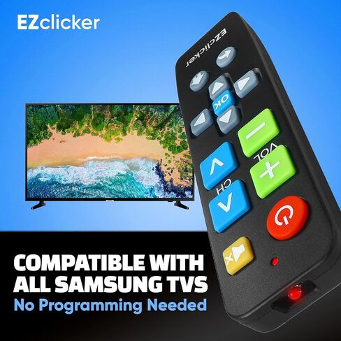 Samsung TV Remote | Big Button Universal TV Remote Control for All Samsung ONLY, Simplified and Easy to Use (2xAAA Batteries not Included) (Black) in Kuwait