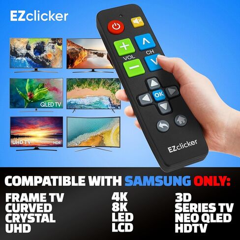 Samsung TV Remote | Big Button Universal TV Remote Control for All Samsung ONLY, Simplified and Easy to Use (2xAAA Batteries not Included) (Black) in Kuwait