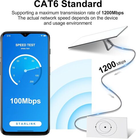 Starlink Gen 3 كابل 150 قدمًا ، كابل Ethernet Starlink ، كابل بديل لـ Starlink Internet Kit in Kuwait
