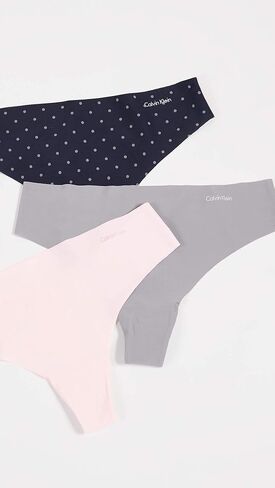 Calvin Klein Invisibles 3-Pack Thong Silver Springs/Summer Taupe/Black SM (Women's 4-6) in Saudi Arabia
