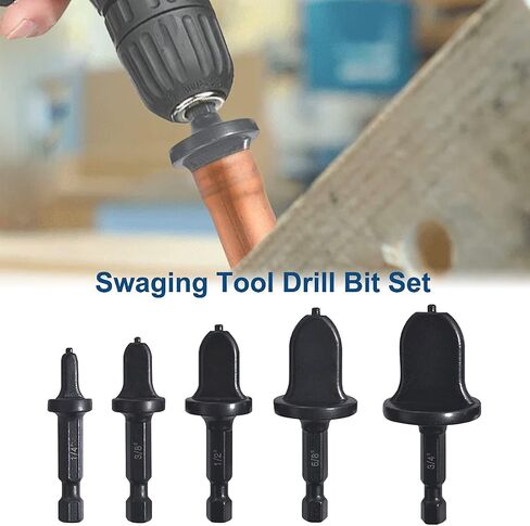SeonFook 6pcs HVAC Tools Swaging Tool Drill Bit Set Flaring Tool Drill Bits Portable Air Conditioner Copper Pipe Tube Expander Repairing Set with 7/8'', 3/4'', 5/8'', 1/2'', 3/8'', 1/4'' Bits in Saudi Arabia