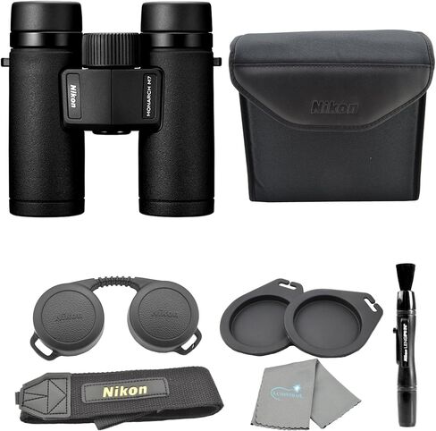 Monarch M7 8x30 (16763) Black Binoculars Bundle with Lens Pen and Cleaning Cloth, Compact Binoculars for Adults for Hunting, Bird Watching, and Hiking Essentials, Zoom Lightweight Travel in Saudi Arabia