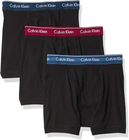 Calvin Klein Underwear Men's Cotton Stretch Boxer Briefs 3 Pack, Olive/Gentle/Red Carpet, S in Saudi Arabia