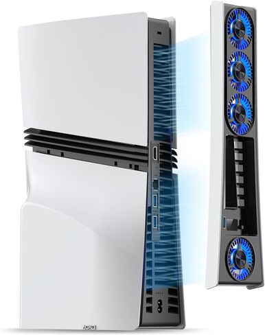 JUSPRO Cooling Fan for PS5 Pro, Quiet Enhanced 4 Cooler Fan with Adjustable Speed, Auto Power On/Off, Cooling Accessories with USB 3.0 Port and LED Light for PlayStation 5 Pro in Saudi Arabia