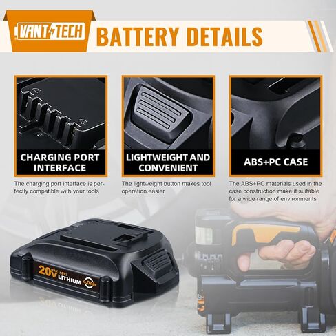 VANTTECH 2Pack WA3525 20V 3.0Ah بديل لبطارية Worx 20V WA3520 WG151s WG155s WG251s WG255s WG540s WG545s WG890 WG891 متوافق مع أدوات الطاقة اللاسلكية Worx 20V MAX in Kuwait