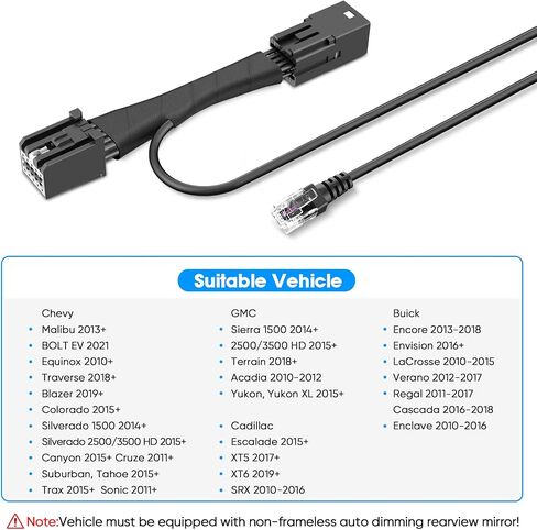 Radar Detector Power Adapter RJ11 Plug (10P Type D) Compatible with GMC,Chevy,Cadillca,Buick,with Auto-dimming Rearview Mirror,Radar Detector Adapter Cable,Clean Install in Saudi Arabia