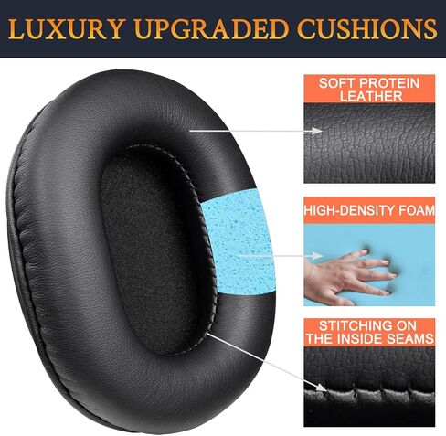 Soulwit Earpads استبدال Audio Technica ATH M50X M50XBT M50RD M40X M30X M20X MSR7 SX1 HEADONES ، وسائد منصات الأذن مع جلد البروتين الأكثر ليونة ، ورغوة عالية الكثافة - أسود - أسود in Saudi Arabia