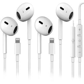 2 Pack for Wired /iPhone Headphones Earbuds with Built-in Microphone & Volume Control HiFi Stereo Nosie Reduction Earphones Compatible with iPhone 14 Max/13/12/11/XR/XS/X/8/7/SE Support All iOS Syste