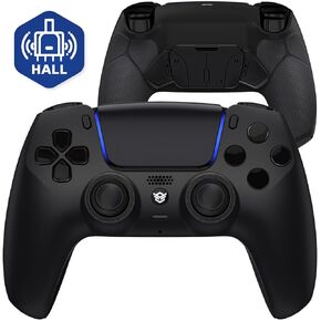 Hexgaming منافس Pro Hall Effect جهاز التحكم اللاسلكي متوافق مع أزرار الظهر PS5-4 ، مشغلات الشعر النقر فوق الماوس ، إبهام القابلة للتبديل-أسود